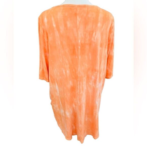 Torrid Orange/white tie dye Super Soft Knits v neck tunic top size 2, 18-20, 2X - Picture 3 of 7
